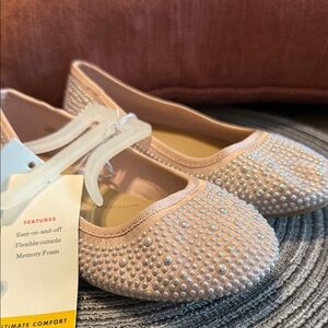 2/$15 Cat and jack Elegant Pink Studded girls Flats size 2 NWT